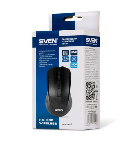 SVEN RX-300 Wireless, Optical Mouse, 2.4GHz, Nano Receiver, 600/1000 SVEN RX-300 Wireless, Optical Mouse, 2.4GHz, Nano Receiver, 600/1000