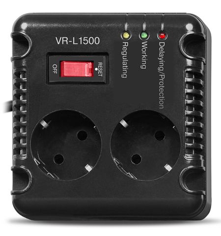 SVEN VR-L1500, 500W, Automatic Voltage Regulator, 2x Schuko outlets+1x ІЕС 320, Input voltage: 184-285V, Output voltage: 230V ± 10%, diod indicators on the front panel, plastic body, Black SVEN VR-L1500, 500W, Automatic Voltage Regulator, 2x Schuko outlets+1x ІЕС 320, Input voltage: 184-285V, Output voltage: 230V ± 10%, diod indicators on the front panel, plastic body, Black