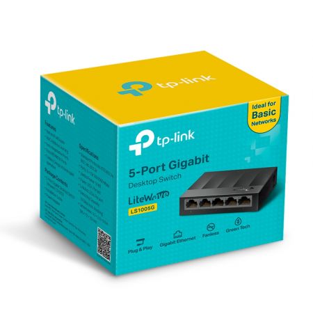 Switch TP-LINK LS1005G / 5 port / Gigabit / RJ45 / plastic case, LiteWave, Green Technology Switch TP-LINK LS1005G / 5 port / Gigabit / RJ45 / plastic case, LiteWave, Green Technology