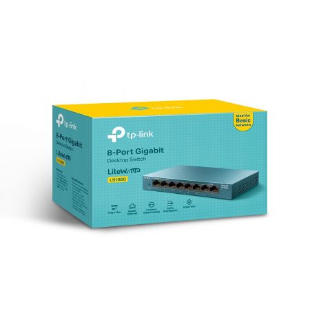 Switch TP-LINK LS108G / 8 port / Gigabit / RJ45 / steel case, LiteWave, Green Technology Switch TP-LINK LS108G / 8 port / Gigabit / RJ45 / steel case, LiteWave, Green Technology