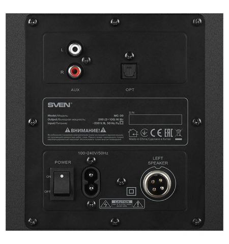 SVEN MC-30 Black, 2.0 / 2x100W RMS, D-CLASS AMPLIFIER WITH DSP, remote