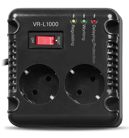 SVEN VR-L1000, 320W, Automatic Voltage Regulator, 2x Schuko outlets, Input voltage: 184-285V, Output voltage: 230V ± 10%, diod indicators on the front panel, plastic body, Black SVEN VR-L1000, 320W, Automatic Voltage Regulator, 2x Schuko outlets, Input voltage: 184-285V, Output voltage: 230V ± 10%, diod indicators on the front panel, plastic body, Black