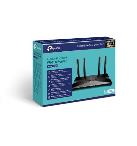 Wireless Router TP-LINK  Archer AX20 / AC1800 Dual Band / Wi-Fi6 / Gigabit / 1WAN+4LAN / 4 external antenna Wireless Router TP-LINK  Archer AX20 / AC1800 Dual Band / Wi-Fi6 / Gigabit / 1WAN+4LAN / 4 external antenna