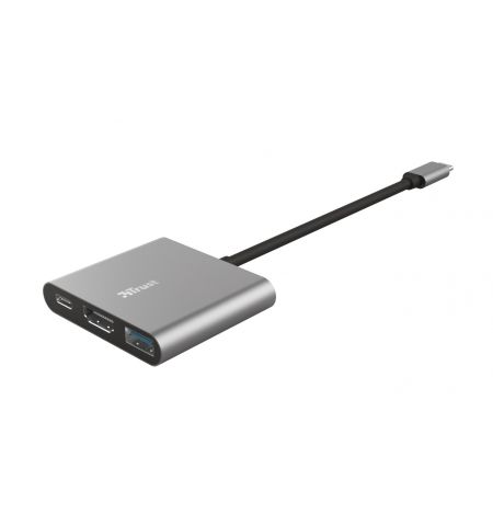 Trust Dalyx 3-in-1 Multiport USB-C Adapter, Stylish aluminium 3-in-1
