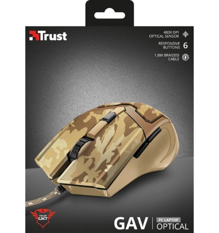Trust Gaming GXT 101D GAV Mouse - Camo Brown, 600 - 4800 dpi, 6 button, Trust Gaming GXT 101D GAV Mouse - Camo Brown, 600 - 4800 dpi, 6 button,