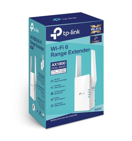 Range Extender TP-LINK RE605X / AC1800 Dual Band / Wi-Fi6 / 1 Gigabit Lan Port / 2 external antennas Range Extender TP-LINK RE605X / AC1800 Dual Band / Wi-Fi6 / 1 Gigabit Lan Port / 2 external antennas