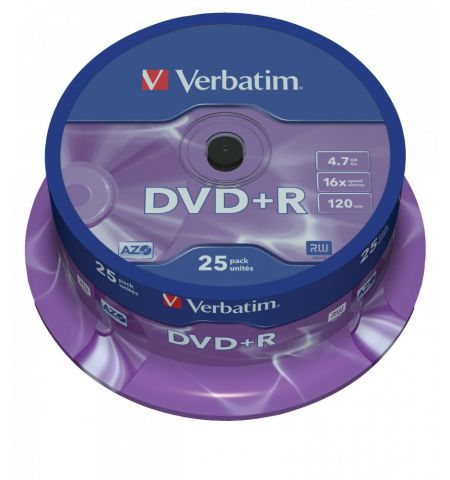 Verbatim DataLifePlus DVD+R AZO 4.7GB 16X MATT SILVER SURFAC - Spindle 25pcs.