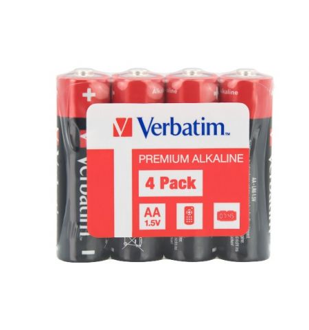 Verbatim Alcaline Battery AA, 4pcs, Pack Shrink
