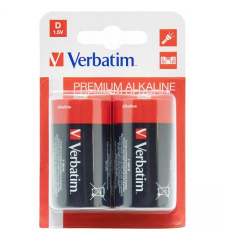 Verbatim Alcaline Battery D, 2pcs, Blister pack