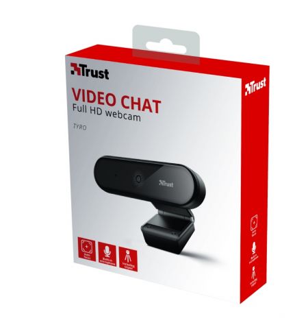 Trust Tyro Full HD Webcam, Full HD 1080p resolution and auto-focus, tripod, 1,5m, USB Trust Tyro Full HD Webcam, Full HD 1080p resolution and auto-focus, tripod, 1,5m, USB
