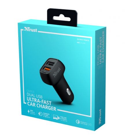 USB Car Charger - Trust Qmax 30W Ultra-Fast Dual USB Car Charger with USB Car Charger - Trust Qmax 30W Ultra-Fast Dual USB Car Charger with