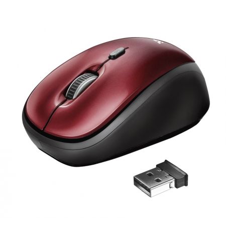 Trust Yvi Wireless Mouse - Red, 8m 2.4GHz, Micro receiver, 800-1600 dpi, 4 button, Rubber sides for comfort and grip, USB Trust Yvi Wireless Mouse - Red, 8m 2.4GHz, Micro receiver, 800-1600 dpi, 4 button, Rubber sides for comfort and grip, USB