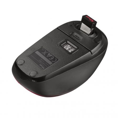 Trust Yvi Wireless Mouse - Red, 8m 2.4GHz, Micro receiver, 800-1600 dpi, 4 button, Rubber sides for comfort and grip, USB Trust Yvi Wireless Mouse - Red, 8m 2.4GHz, Micro receiver, 800-1600 dpi, 4 button, Rubber sides for comfort and grip, USB