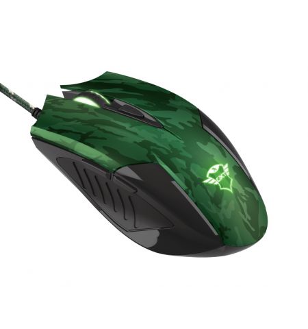 Trust Gaming GXT 781 Rixa Camo Mouse & Mouse Pad, 800 - 3200 dpi, 6 Responsive buttons, LED illumination with breathing effect in 4 colours, 1,8 m USB, Camouflage Trust Gaming GXT 781 Rixa Camo Mouse & Mouse Pad, 800 - 3200 dpi, 6 Responsive buttons, LED illumination with breathing effect in 4 colours, 1,8 m USB, Camouflage