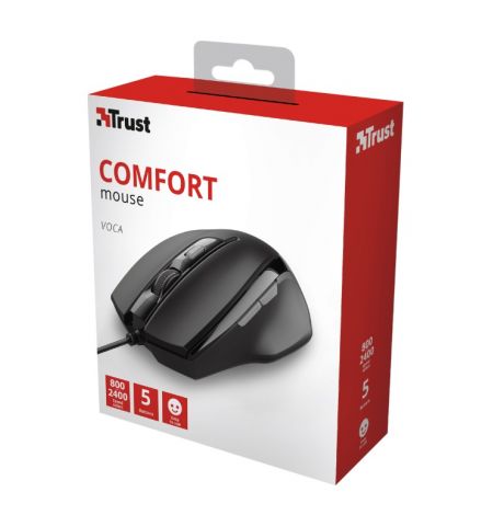Trust Voca Comfort Mouse, 800-2400 dpi, 3 button, USB, 1.6m Trust Voca Comfort Mouse, 800-2400 dpi, 3 button, USB, 1.6m
