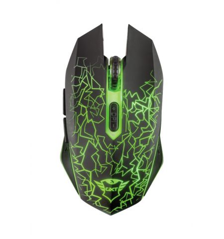 Trust Gaming Mouse GXT 107 Izza Wireless, Micro receiver, 800-2400 dpi, 6 buttons and unique LED light design, Rubberized top cover for a firm grip, Black Trust Gaming Mouse GXT 107 Izza Wireless, Micro receiver, 800-2400 dpi, 6 buttons and unique LED light design, Rubberized top cover for a firm grip, Black