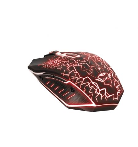 Trust Gaming Mouse GXT 107 Izza Wireless, Micro receiver, 800-2400 dpi, 6 buttons and unique LED light design, Rubberized top cover for a firm grip, Black Trust Gaming Mouse GXT 107 Izza Wireless, Micro receiver, 800-2400 dpi, 6 buttons and unique LED light design, Rubberized top cover for a firm grip, Black