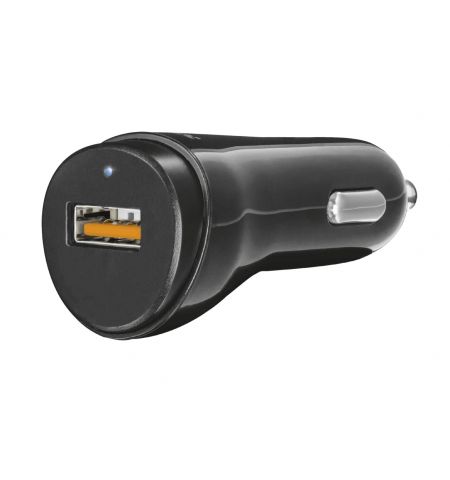 USB Car Charger - Trust Ultra-Fast (18W) USB Car Charger with QC3.0 and auto-detect, Output: QC3.0 mode with 5V/3A – 9V/2A – 12V/1.5A and auto-detect mode with 5V/2.4A