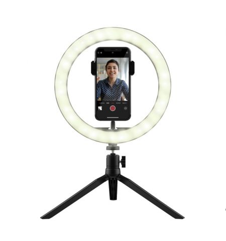 Trust Maku, Ring Light Vlogging kit, Improve your vlogs with this 10 inch ring light, including remote controls, tripod and phone clamp