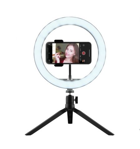 Trust Maku, Ring Light Vlogging kit, Improve your vlogs with this 10 inch ring light, including remote controls, tripod and phone clamp