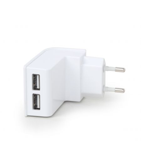 Universal USB Charger - Gembird EG-U2C2A-03-W, 2-port universal USB charger, 2.1 A, White