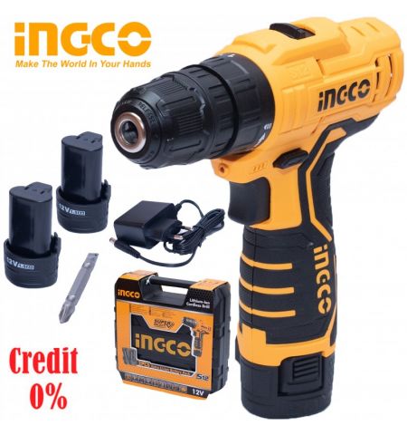 Шуруповёрт аккумуляторный Li-Ion 12V/2*1.5A INGCO CDLI12325