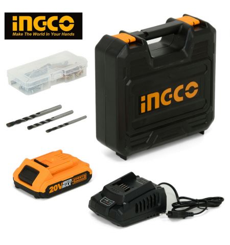 Шуруповерт аккумуляторный ударный  INGCO CIDLI20031 20V/2*2A