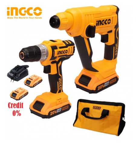 Набор аккумуляторных инструментов INGCO CKLI2008 Набор аккумуляторных инструментов INGCO CKLI2008