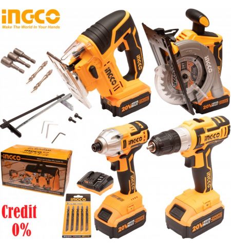 Набор INGCO CKLI2010 Шуруповёрт + винтоверт + лобзик + циркулярная пила Набор INGCO CKLI2010 Шуруповёрт + винтоверт + лобзик + циркулярная пила