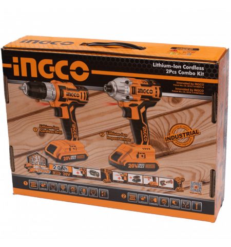 Набор Шуруповерт аккумуляторный+винтовёрт ударный INGCO Li-Ion 20V/2*2A CKLI2006 Набор Шуруповерт аккумуляторный+винтовёрт ударный INGCO Li-Ion 20V/2*2A CKLI2006