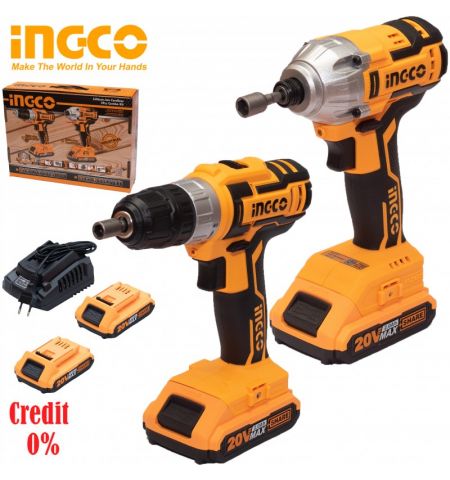 Набор Шуруповерт аккумуляторный+винтовёрт ударный INGCO Li-Ion 20V/2*2A CKLI2006 Набор Шуруповерт аккумуляторный+винтовёрт ударный INGCO Li-Ion 20V/2*2A CKLI2006