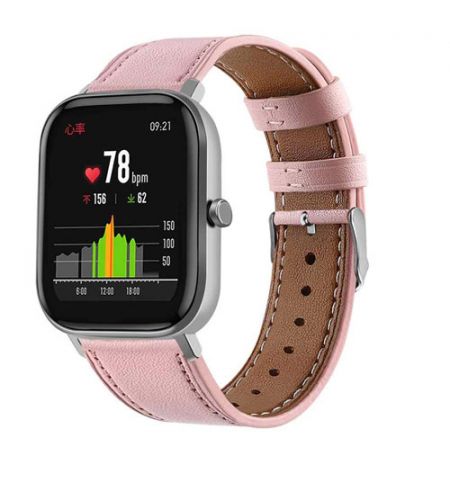 Ремешок кожаный для Amazfit 20mm Pink