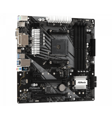 MB ASRock A320M PRO4-F, Socket AM4, AMD A320, Dual 2xDDR4-3200+, APU AMD graphics, VGA, DVI, HDMI, 1xPCIe 3.0 X16, 1xPCIe 2.0 X16, 1xPCIe 2.0 X1, 4xSA