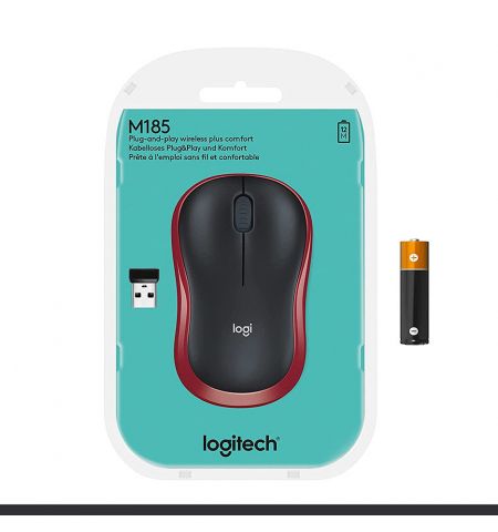 Logitech M185 Red Wireless Mouse, USB, 910-002240 (mouse fara fir/беспроводная мышь) Logitech M185 Red Wireless Mouse, USB, 910-002240 (mouse fara fir/беспроводная мышь)