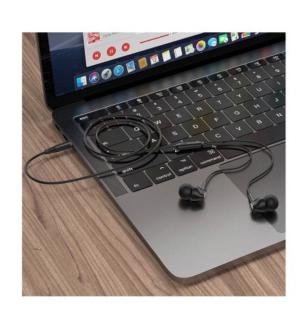 Borofone BM51 black (728883) Hoary universal earphones with microphone, Speaker outer diameter 10MM, cable length 1.2m, Microphone