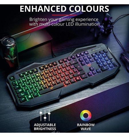 Клавиатура Trust Gaming GXT 830-RW Avonn Keyboard, RU, 12 direct-access media keys, Anti-Ghosting, Gaming mode, USB, Black Клавиатура Trust Gaming GXT 830-RW Avonn Keyboard, RU, 12 direct-access media keys, Anti-Ghosting, Gaming mode, USB, Black