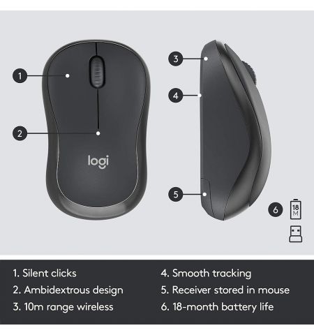 Клавиатура+мышь Logitech Wireless Combo MK295 Silent, Multimedia Keyboard & Mouse, Graphite,USB, Retail, 920-009807 Клавиатура+мышь Logitech Wireless Combo MK295 Silent, Multimedia Keyboard & Mouse, Graphite,USB, Retail, 920-009807