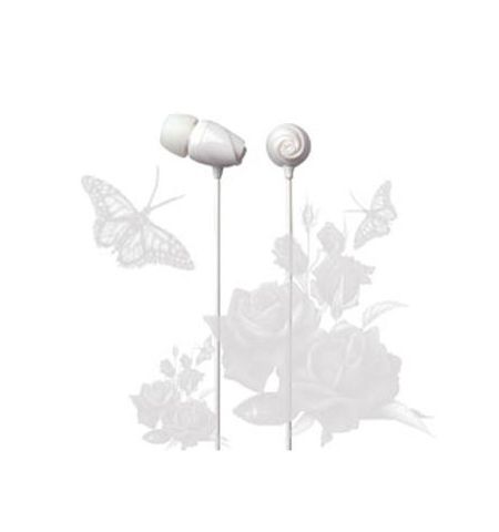 E11018 ELECOM "Rose" Flower Shaped Stereo Headphones (White), 20 Hz to 20 kHz, 16 Ohm, 97 dB/1 mW (mini casti/мини наушники)