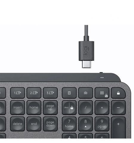 Клавиатура Logitech Wireless MX Keys Advanced Graphite Illuminated Keyboard, Logitech Unifying 2.4GHz wireless technology, Bluetooth, Rechargeable with USB type C, Graphite 920-009417 Клавиатура Logitech Wireless MX Keys Advanced Graphite Illuminated Keyboard, Logitech Unifying 2.4GHz wireless technology, Bluetooth, Rechargeable with USB type C, Graphite 920-009417