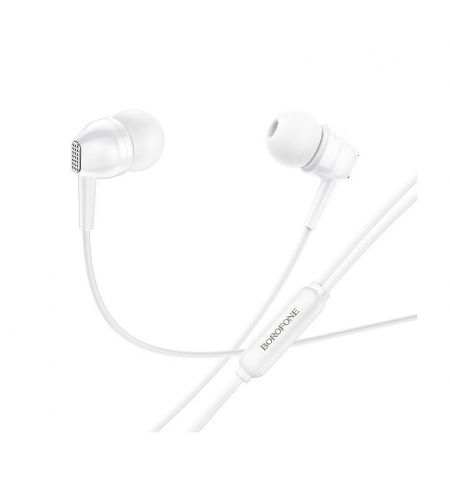 Borofone BM51 white (728890) Hoary universal earphones with microphone, Speaker outer diameter 10MM, cable length 1.2m, Microphone