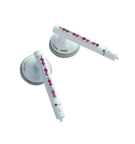 E11010 ELECOM WAND "Gem Drops" Jewel Type Stereo Headphones - (White, Raspberyl pink), 20 Hz to 20 kHz, 32 Ohm, 104 dB/1 mW (mini casti/мини наушники)
