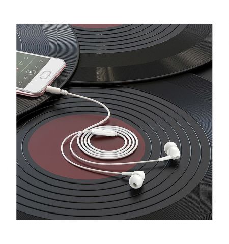 Borofone BM51 white (728890) Hoary universal earphones with microphone, Speaker outer diameter 10MM, cable length 1.2m, Microphone