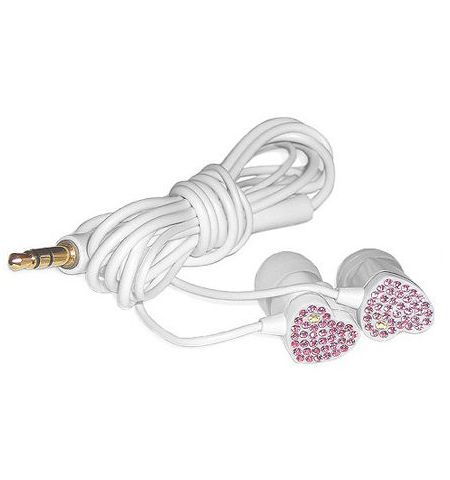 E11000 ELECOM HEART "Gem Drops" Jewel Type Stereo Headphones - (White, Pink topaz), 20 Hz to 20 kHz, 16 Ohm, 100 dB/1 mW (mini casti/мини наушники)
