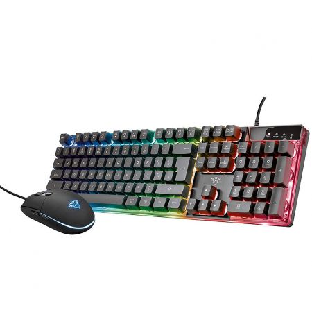 Клавиатура+мышь Trust Gaming Combo GXT 838 Azor Keyboard & Mouse, RU, Keyboard: 12 multimedia function keys,3 combined LED color ; Mouse:800/3000 dpi, 6 button, USB, Black