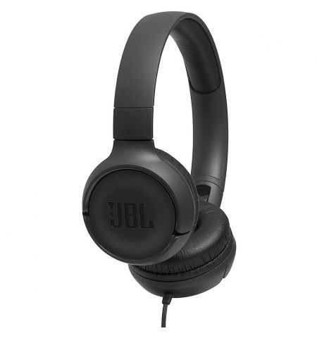 JBL TUNE 500 Black On-ear Headset with microphone, Dynamic driver 32 mm, Frequency response 20 Hz-20 kHz, 1-button remote with microphone, JBL Pure Bass sound, Tangle-free flat cable, 3.5 mm jack, Black JBLT500BLK
