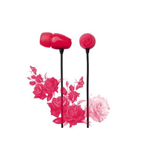 E11017 ELECOM "Rose" Flower Shaped Stereo Headphones (Red), 20 Hz to 20 kHz, 16 Ohm, 97 dB/1 mW (mini casti/мини наушники)