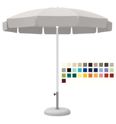 Зонт CREMA POSEIDON PO18 (Италия), диаметр 180 cм с полями (с воланом) + Ветрозащитный купол + Чехол из PVC + опора (80 см) для установки в утяжеляющую базу + База для зонта B23 (35kg) (Зонт для сада террасы бассейна)