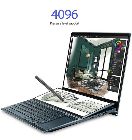 Ноутбук 14" ASUS ZenBook Duo 14 UX482EA Blue, Intel i7-1165G7 2.8-4.7Ghz/16GB/SSD 512GB/Intel Iris Xe/WiFi 6 802.11ax/BT5.0/HDMI/HD WebCam/Illum. Keyb/Screen Pad Plus 12.65"/14" Touchscreen IPS LED Backlit FullHD NanoEdge