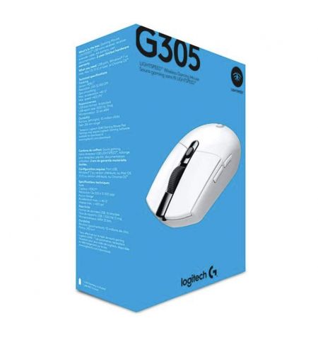 Мышь беспроводная Logitech Gaming Mouse G305 Lightspeed Wireless White, High-speed, Hero Gaming Sensor,  6 Programmable buttons, 200-12000 dpi, 1ms report rate, White, 910-005291 Мышь беспроводная Logitech Gaming Mouse G305 Lightspeed Wireless White, High-speed, Hero Gaming Sensor,  6 Programmable buttons, 200-12000 dpi, 1ms report rate, White, 910-005291