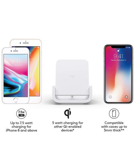 Адаптер питания Logitech Wireless charging stand for iPhone, iPhone - up to 7.5W, Qi-compatible smartphones - 5W, 939-001630 (charger) Адаптер питания Logitech Wireless charging stand for iPhone, iPhone - up to 7.5W, Qi-compatible smartphones - 5W, 939-001630 (charger)